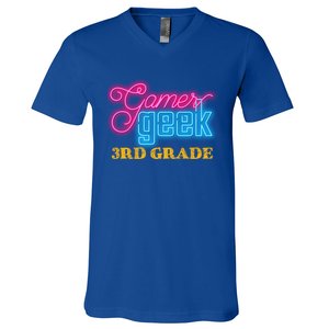 Gamer Geek Funny Game On 3Rd Grade Video Gamer Gift V-Neck T-Shirt