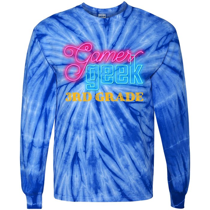 Gamer Geek Funny Game On 3Rd Grade Video Gamer Gift Tie-Dye Long Sleeve Shirt