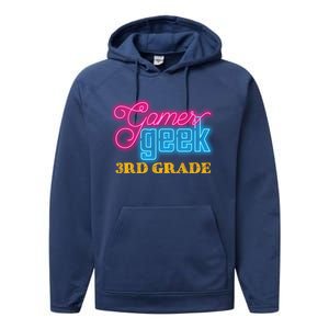 Gamer Geek Funny Game On 3Rd Grade Video Gamer Gift Performance Fleece Hoodie