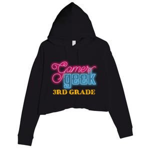 Gamer Geek Funny Game On 3Rd Grade Video Gamer Gift Meaningful Gift Crop Fleece Hoodie