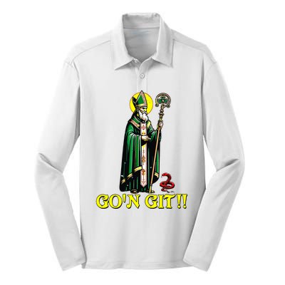 Gon Git Funny St Patricks Day Shamrock St Patty Party Irish Silk Touch Performance Long Sleeve Polo