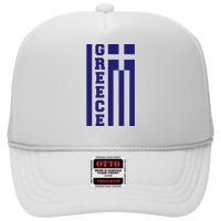 Greece Greek Flag Heart High Crown Mesh Back Trucker Hat