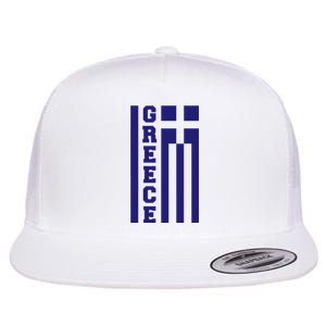 Greece Greek Flag Heart Flat Bill Trucker Hat