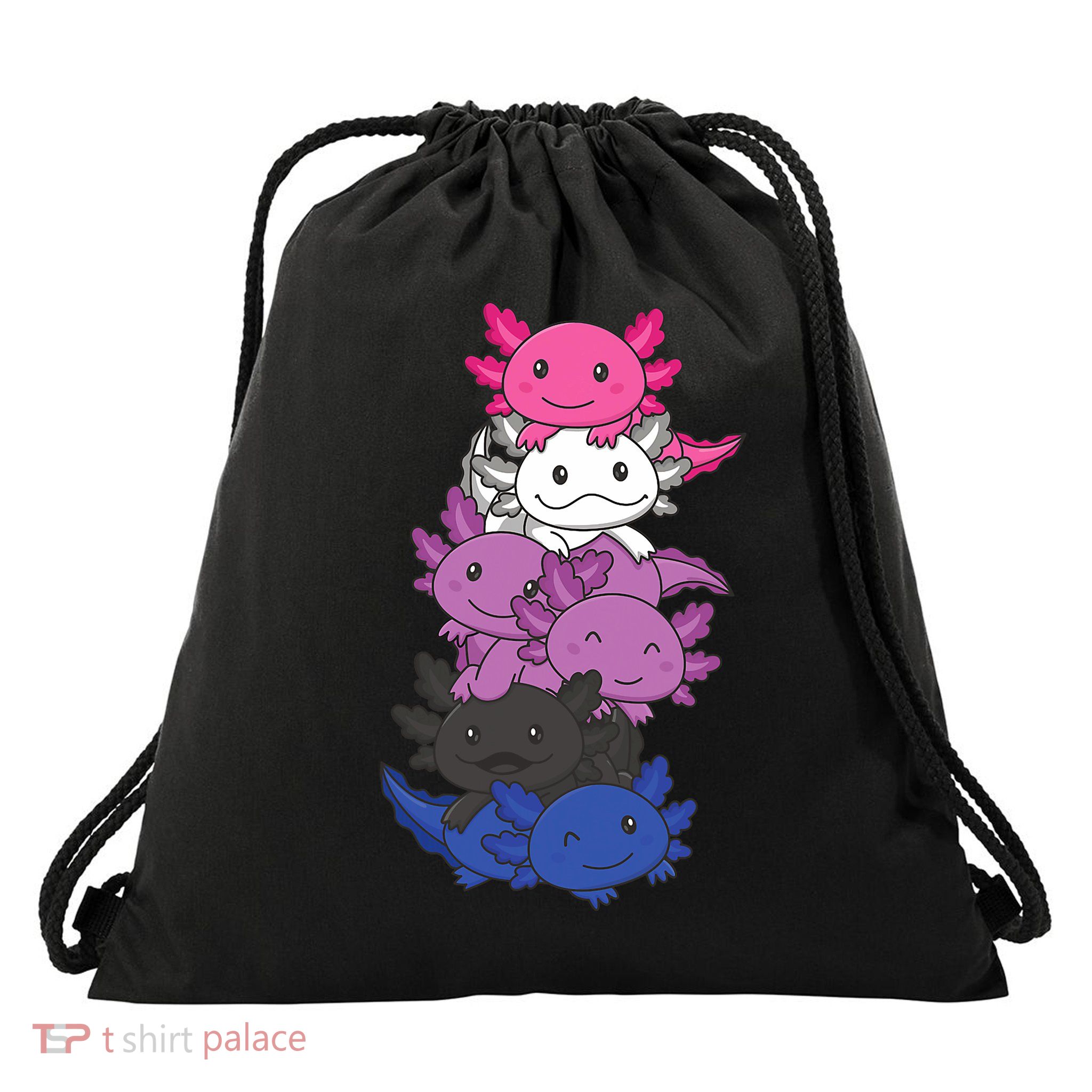 Genderfluid Gender Fluid Pride LGBTQ Axolotl Drawstring Bag