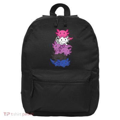 Genderfluid Gender Fluid Pride LGBTQ Axolotl 16 in Basic Backpack
