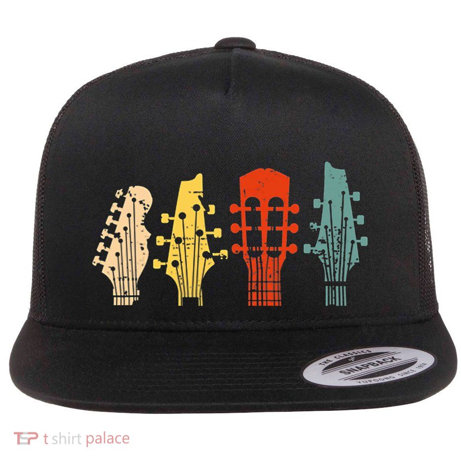 Guitar Gift For Women Music Band Guitarist Stuff Flat Bill Trucker Hat