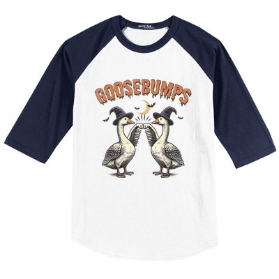 Goosebumps Geese Funny Halloween Witches Hat Baseball Sleeve Shirt