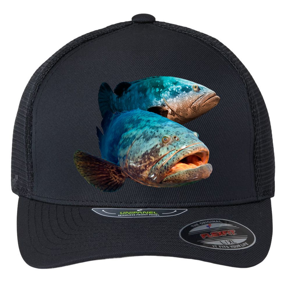 Goliath Grouper Fish Flexfit Unipanel Trucker Cap