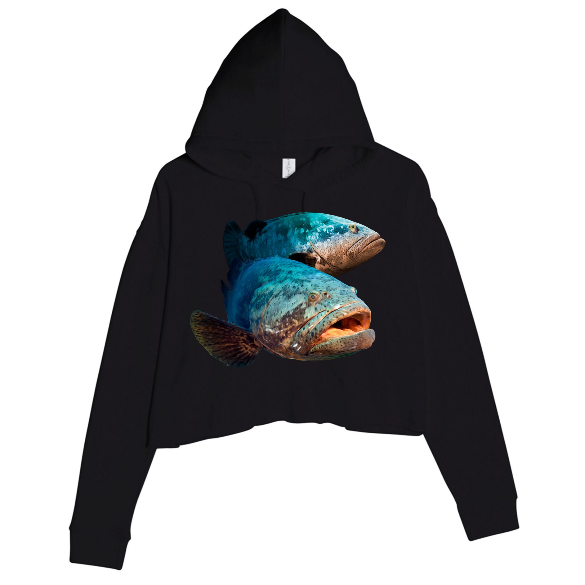 Goliath Grouper Fish Crop Fleece Hoodie