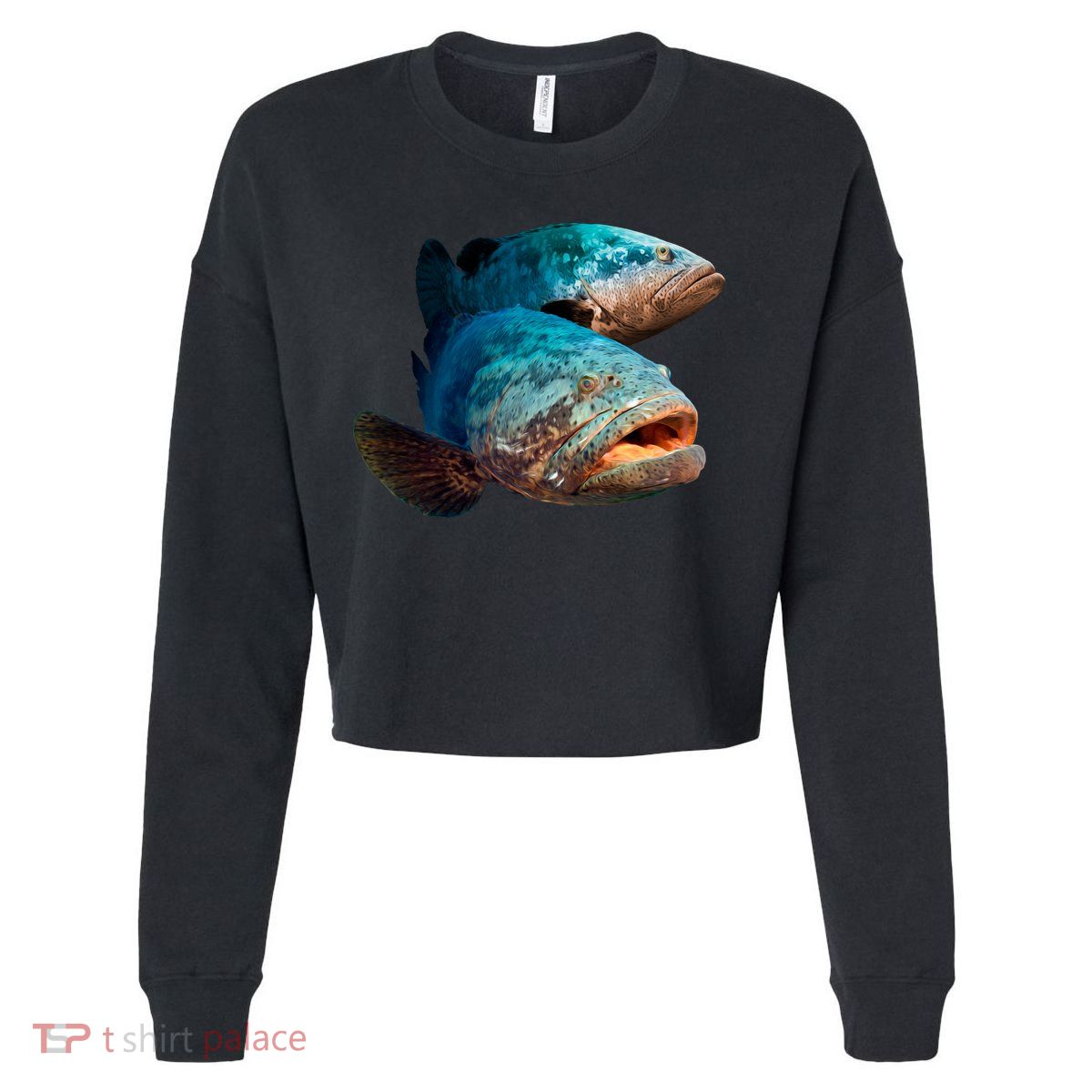 Goliath Grouper Fish Cropped Pullover Crew