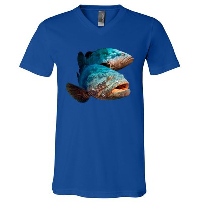 Goliath Grouper Fish V-Neck T-Shirt