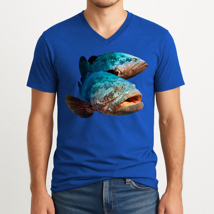 Goliath Grouper Fish V-Neck T-Shirt