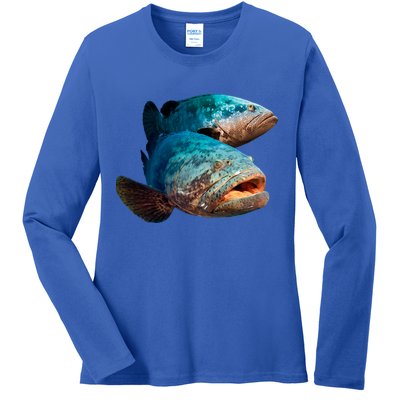 Goliath Grouper Fish Ladies Long Sleeve Shirt