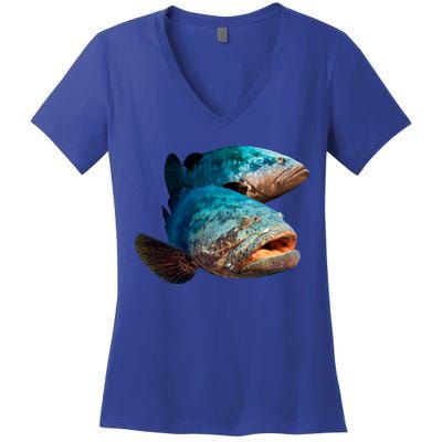 Goliath Grouper Fish Women's V-Neck T-Shirt