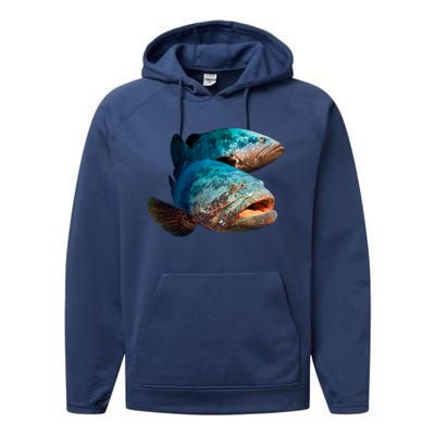 Goliath Grouper Fish Performance Fleece Hoodie