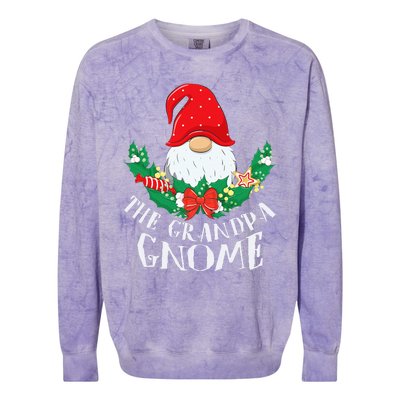 Grandpa Gnome Funny Matching Family Christmas Party Pajama Colorblast Crewneck Sweatshirt