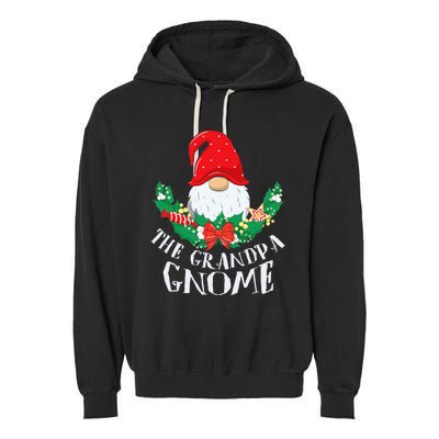 Grandpa Gnome Funny Matching Family Christmas Party Pajama Garment-Dyed Fleece Hoodie