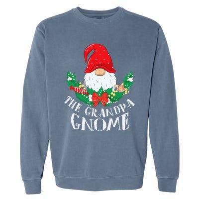 Grandpa Gnome Funny Matching Family Christmas Party Pajama Garment-Dyed Sweatshirt