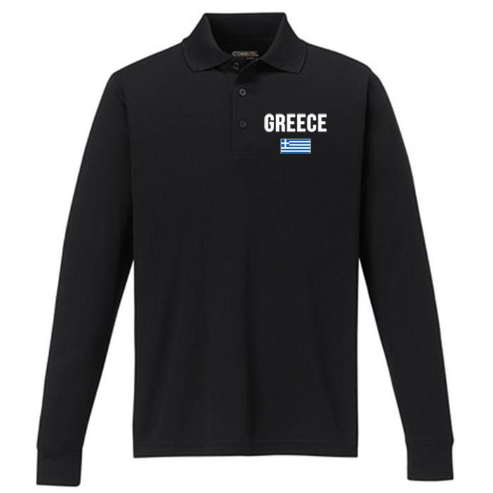 Greece Greek Flag Souvenir Performance Long Sleeve Polo