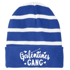 Galentines Gang Funny Valentines Day Quote Outfit Cool Gift Striped Beanie with Solid Band