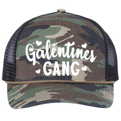 Galentines Gang Funny Valentines Day Quote Outfit Cool Gift Retro Rope Trucker Hat Cap