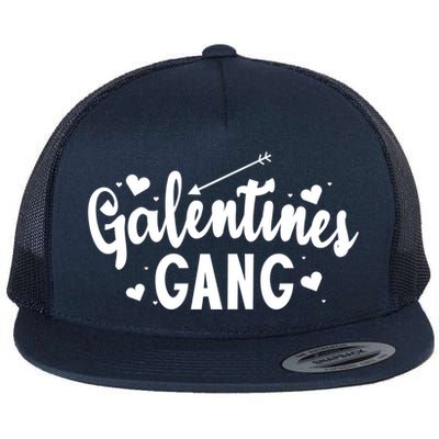 Galentines Gang Funny Valentines Day Quote Outfit Cool Gift Flat Bill Trucker Hat