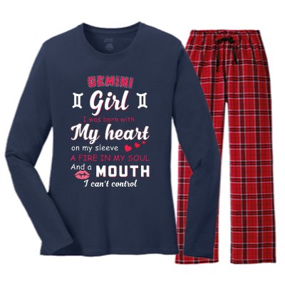 Gemini Girl Funny Quote With Zodiac Sign Birthday Gift Women's Long Sleeve Flannel Pajama Set 