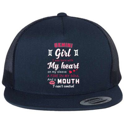 Gemini Girl Funny Quote With Zodiac Sign Birthday Gift Flat Bill Trucker Hat