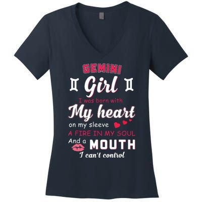 Gemini Girl Funny Quote With Zodiac Sign Birthday Gift Women's V-Neck T-Shirt