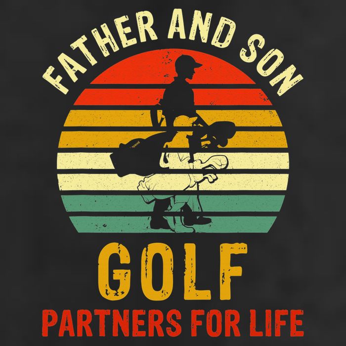 Golf Golfing Father Son Matching Dad 7 Panel Mesh Trucker Snapback Hat