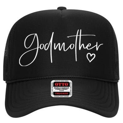 Godmother Gifts For Women Heart MotherS Day Godmother High Crown Mesh Back Trucker Hat