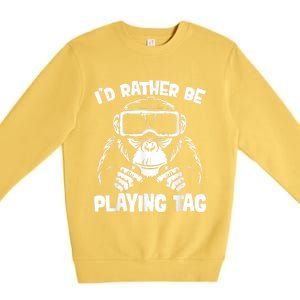 Gorilla Gaming Funny Vr Gamer Meme Premium Crewneck Sweatshirt