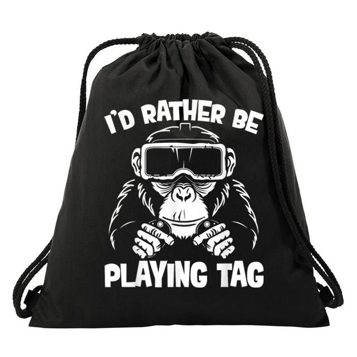 Gorilla Gaming Funny Vr Gamer Meme Drawstring Bag