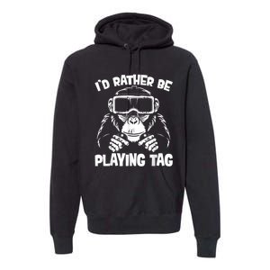 Gorilla Gaming Funny Vr Gamer Meme Premium Hoodie