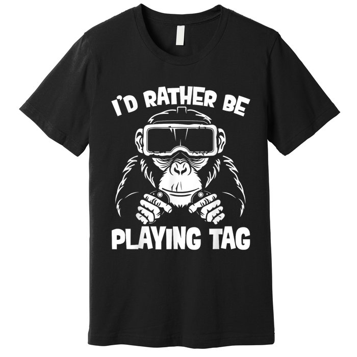 Gorilla Gaming Funny Vr Gamer Meme Premium T-Shirt