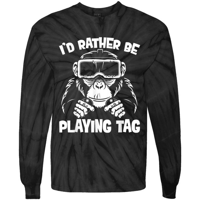 Gorilla Gaming Funny Vr Gamer Meme Tie-Dye Long Sleeve Shirt