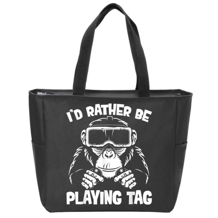 Gorilla Gaming Funny Vr Gamer Meme Zip Tote Bag