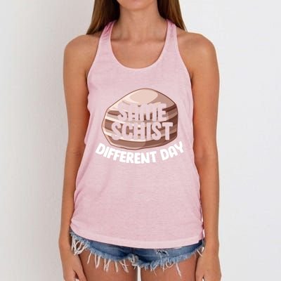 Geologist Geology Funny Same Schist Different Day Cute Gift Women's Knotted Racerback Tank