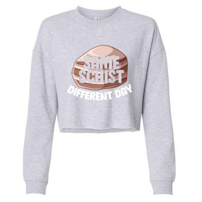 Geologist Geology Funny Same Schist Different Day Cute Gift Cropped Pullover Crew