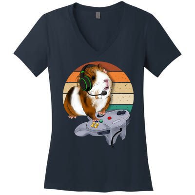 Guinea Gift For Pig Video Game Wildlife Animal Guinea Pig Gamers Women's V-Neck T-Shirt