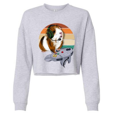 Guinea Gift For Pig Video Game Wildlife Animal Guinea Pig Gamers Cropped Pullover Crew