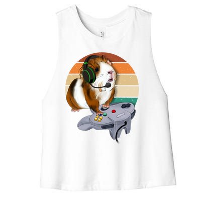 Guinea Gift For Pig Video Game Wildlife Animal Guinea Pig Gamers Women's Racerback Cropped Tank