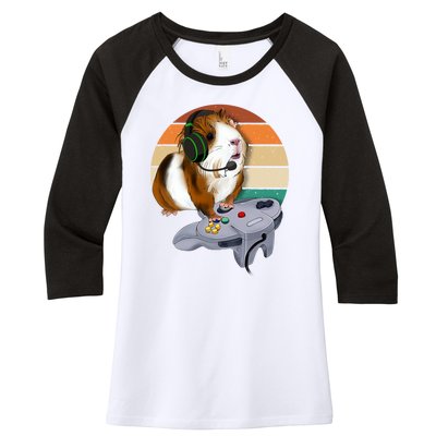 Guinea Gift For Pig Video Game Wildlife Animal Guinea Pig Gamers Women's Tri-Blend 3/4-Sleeve Raglan Shirt