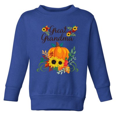 Great Grandma Fall Autumn Pumpkin Sunflowers Thanksgiving Gift Toddler Sweatshirt