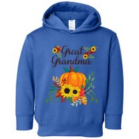 Great Grandma Fall Autumn Pumpkin Sunflowers Thanksgiving Gift Toddler Hoodie