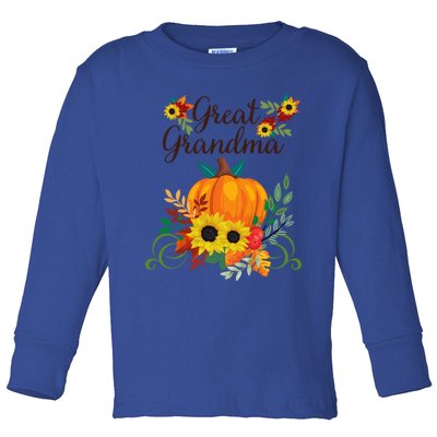 Great Grandma Fall Autumn Pumpkin Sunflowers Thanksgiving Gift Toddler Long Sleeve Shirt