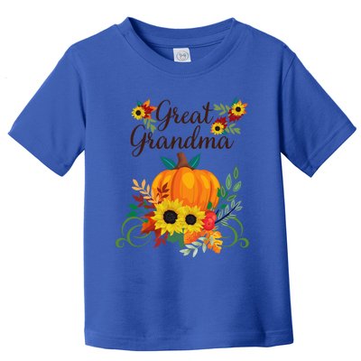 Great Grandma Fall Autumn Pumpkin Sunflowers Thanksgiving Gift Toddler T-Shirt