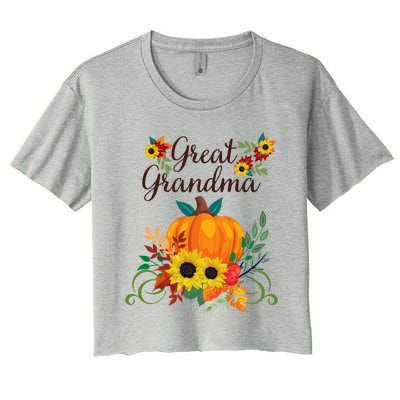 Great Grandma Fall Autumn Pumpkin Sunflowers Thanksgiving Gift Women's Crop Top Tee