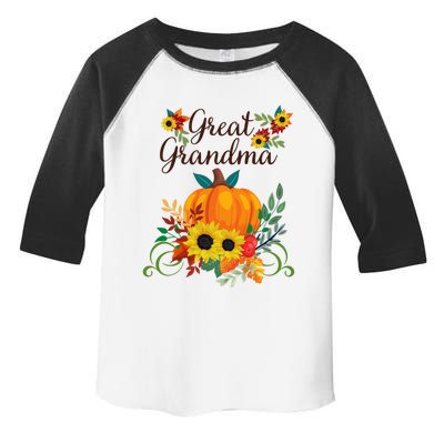 Great Grandma Fall Autumn Pumpkin Sunflowers Thanksgiving Gift Toddler Fine Jersey T-Shirt