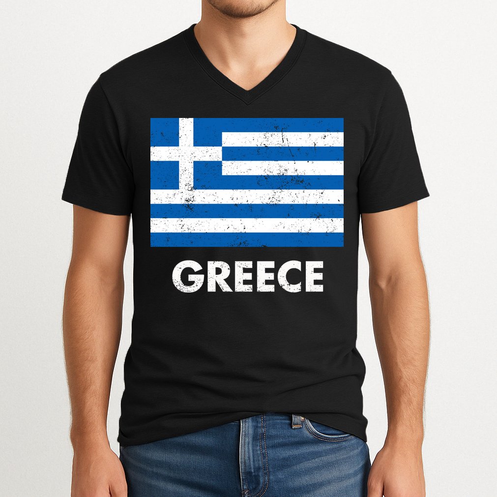 Greek Greece Flag Cool Gift V-Neck T-Shirt